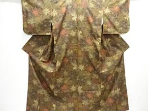 未使用品　楓模様織り出し十日町紬着物